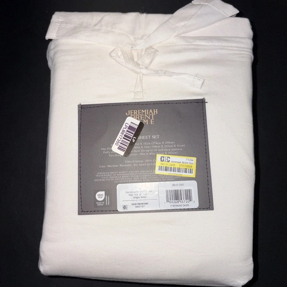 Jeremiah Brent Home Cotton Sateen Weave  4 Piece Sheet Set Size King 20724